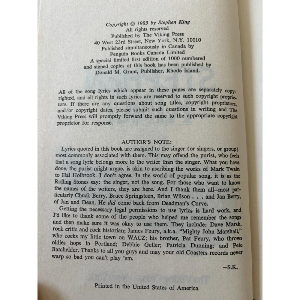 Stephen King Christine 1983 Hardcover Book First Edition‎ - No Dust Jacket